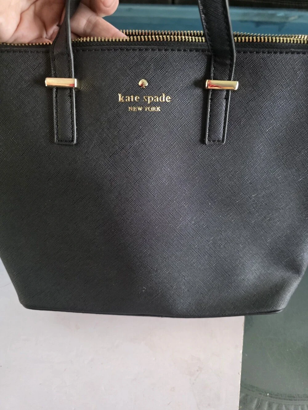 New Kate Spade Black Saffiano Tote with Gold Hardware